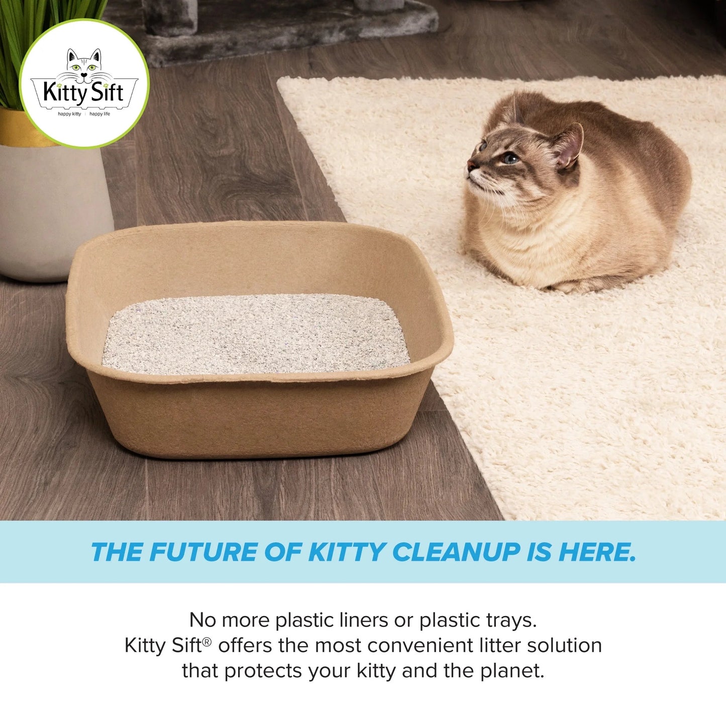 Kitty Sift Eco-Friendly Disposable Litter Box – Breathable, Odor-Reducing, Reusable & Biodegradable – Made from 100% Recycled Cardboard
