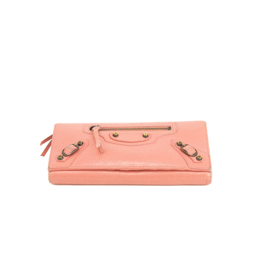 Balenciaga Pink Leather Continental Long Wallet #3691