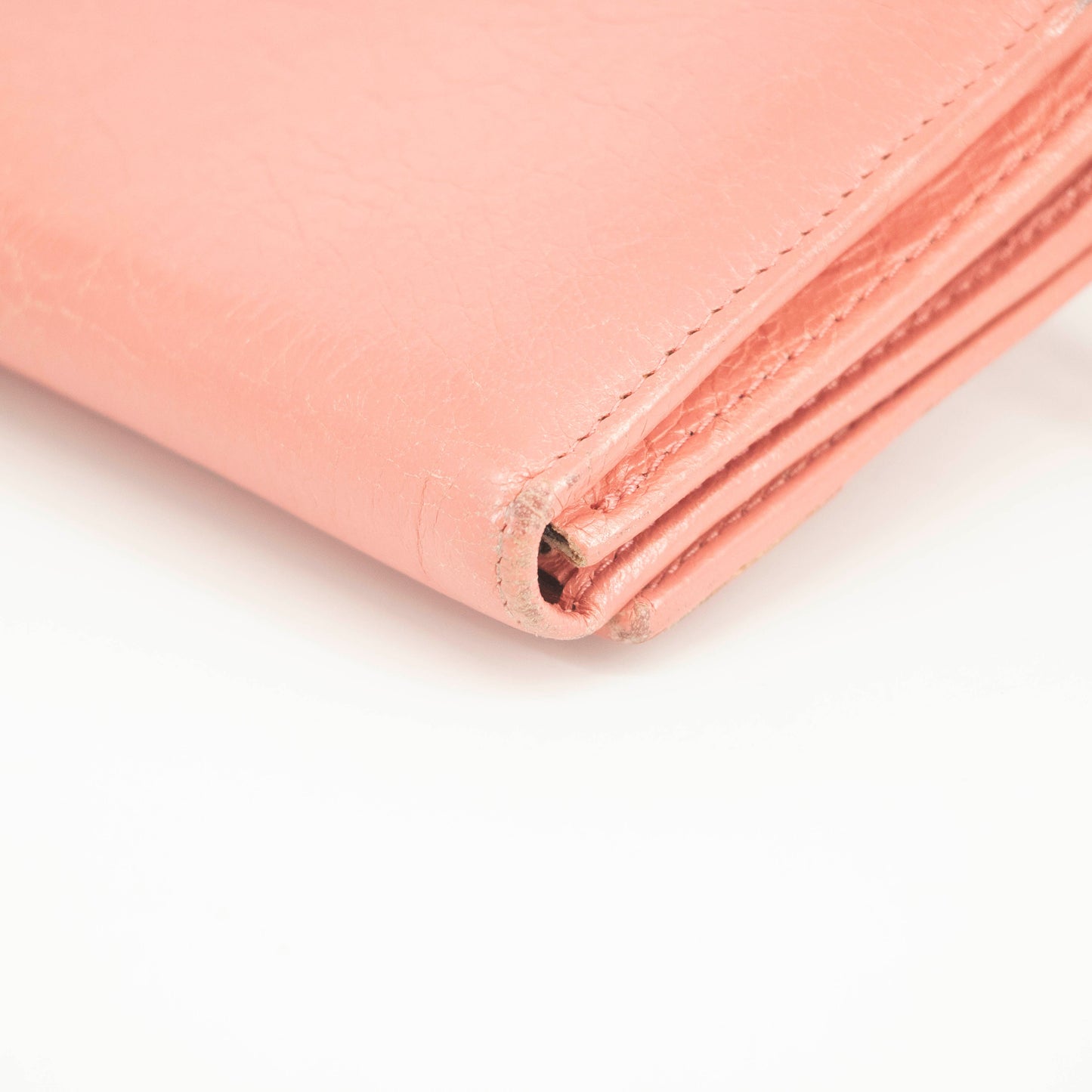 Balenciaga Pink Leather Continental Long Wallet #3691