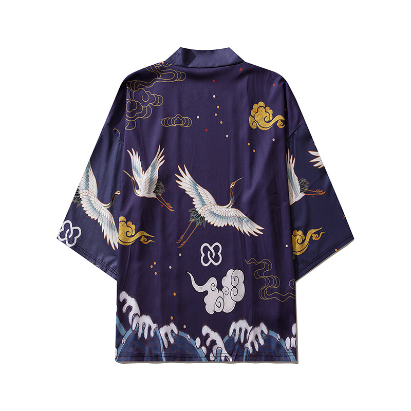 YC6316 Purple Cranes Kimono - Concordia Style Boutique