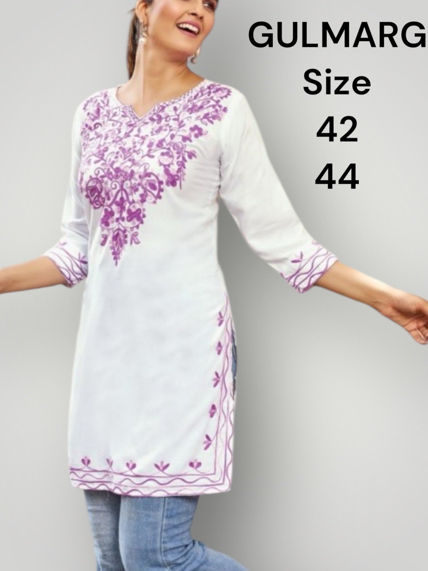Cotton embroidered short Kurtis