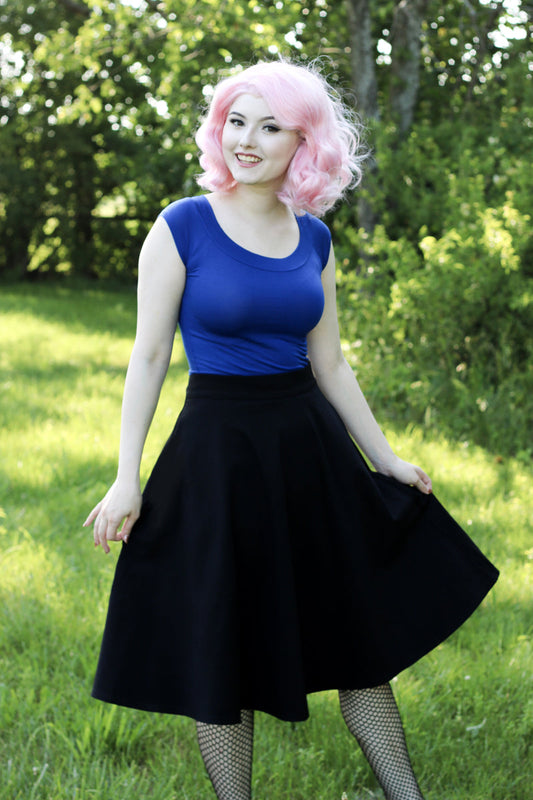 Retro Boat Neck Top in Royal Blue - Concordia Style Boutique