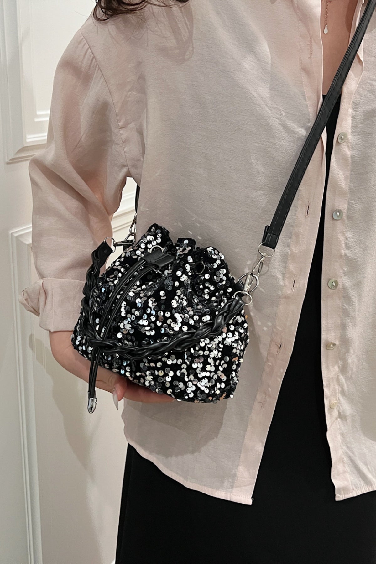 Sequin Drawstring Bucket Bag - Premium Bucket Bag from Concordia Style Boutique - Just $19.34! Shop now at Concordia Style Boutique