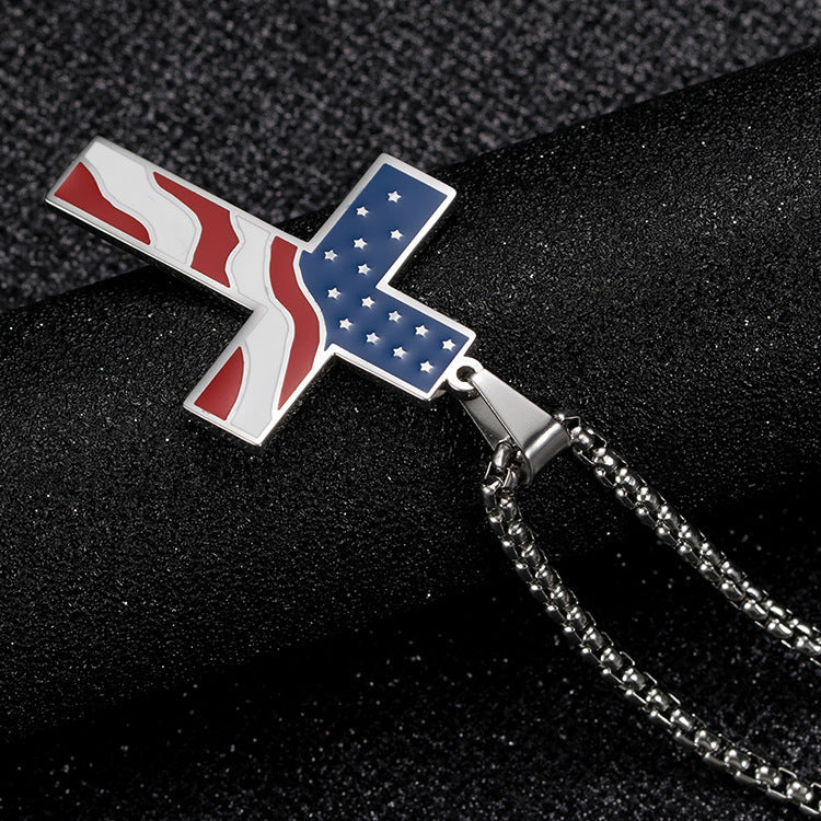 Flag & Cross Necklace - Premium Flag & Cross Necklace from Concordia Style Boutique - Just $10.80! Shop now at Concordia Style Boutique