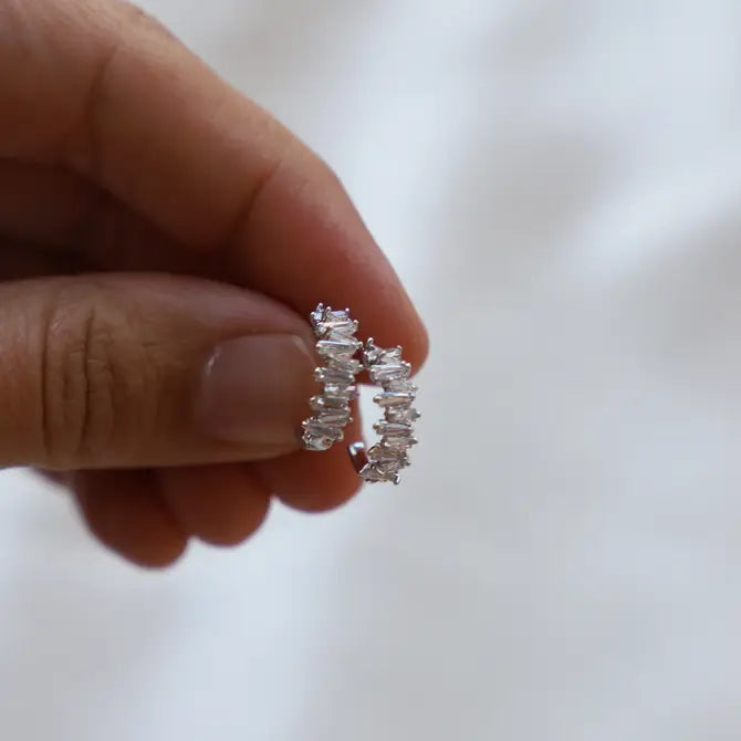 TAPERED BAGUETTE CZ HOOPS - Concordia Style Boutique