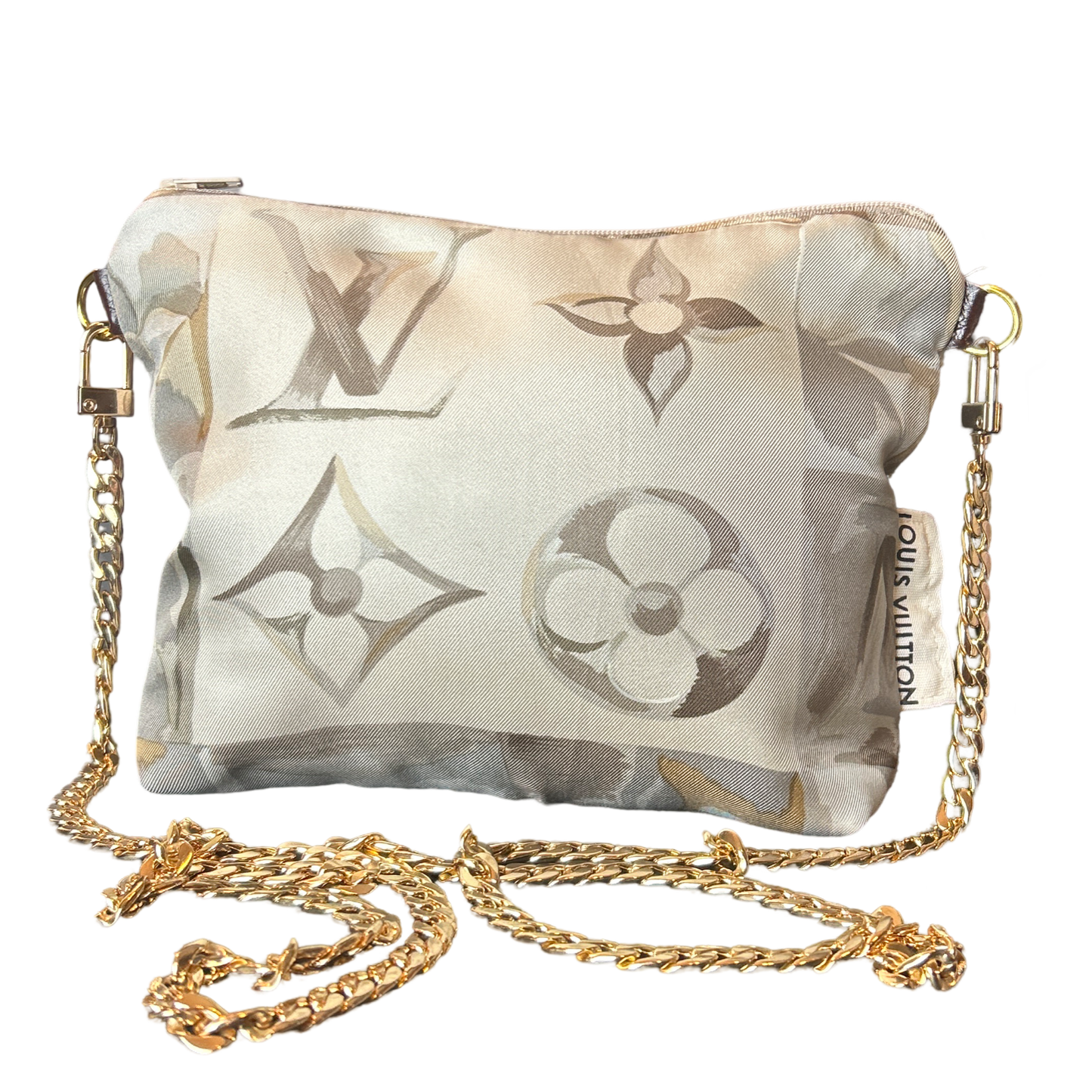 Au Fils du Temps Logo Vintage Silk Scarf Crossbody Bag