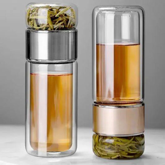 390ml High Borosilicate Glass Double Layer Tea Infuser Tumbler Drinkware Bottle - Concordia Style Boutique