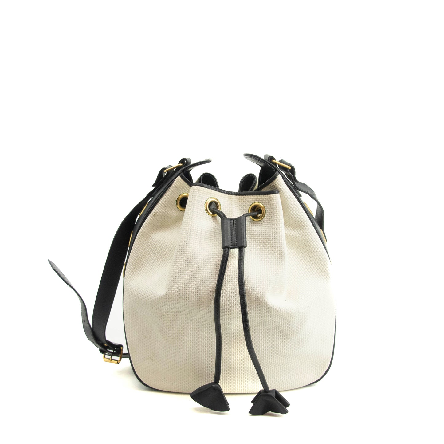 Saint Laurent YSL White Drawstring Bucket Shoulder Bag #3994