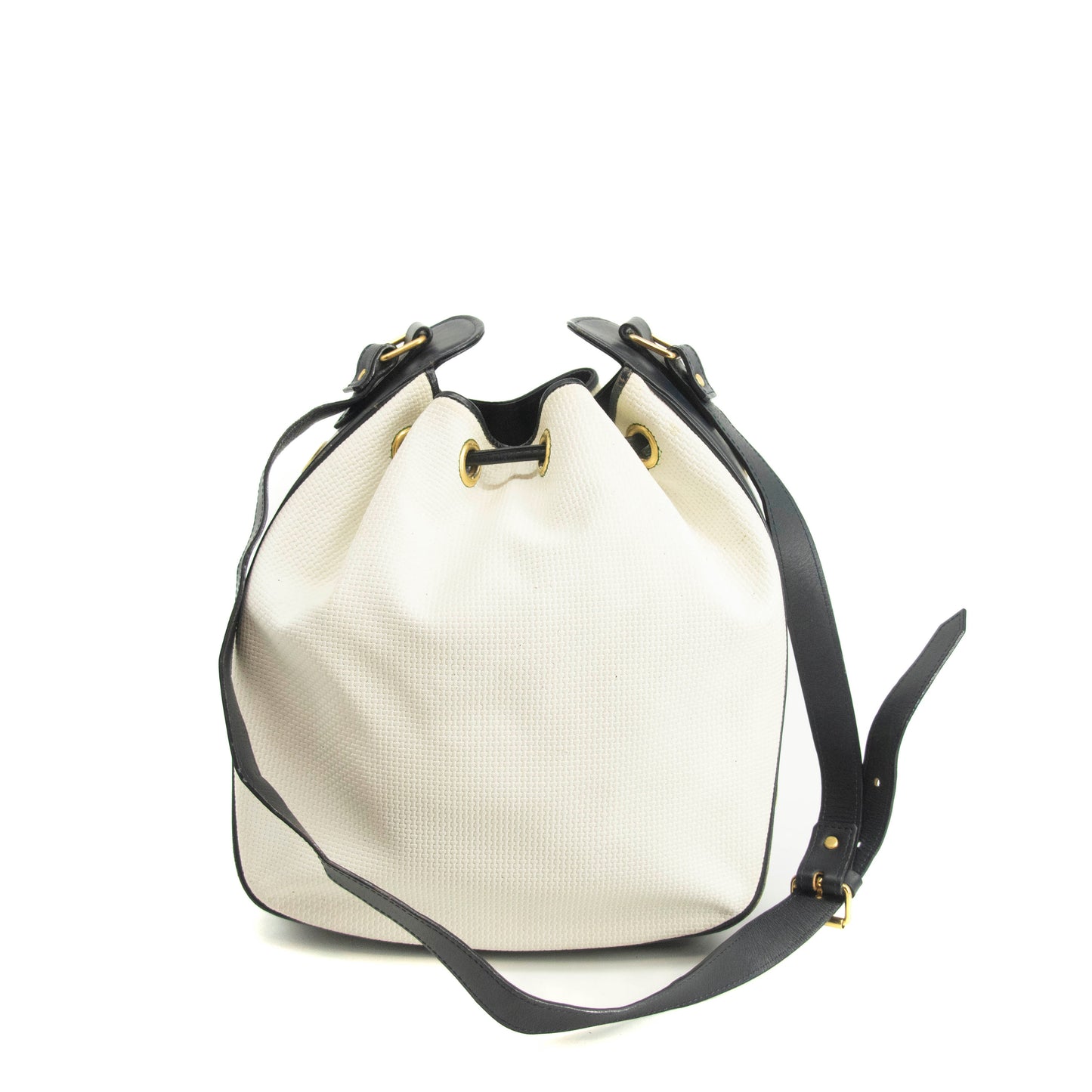 Saint Laurent YSL White Drawstring Bucket Shoulder Bag #3994