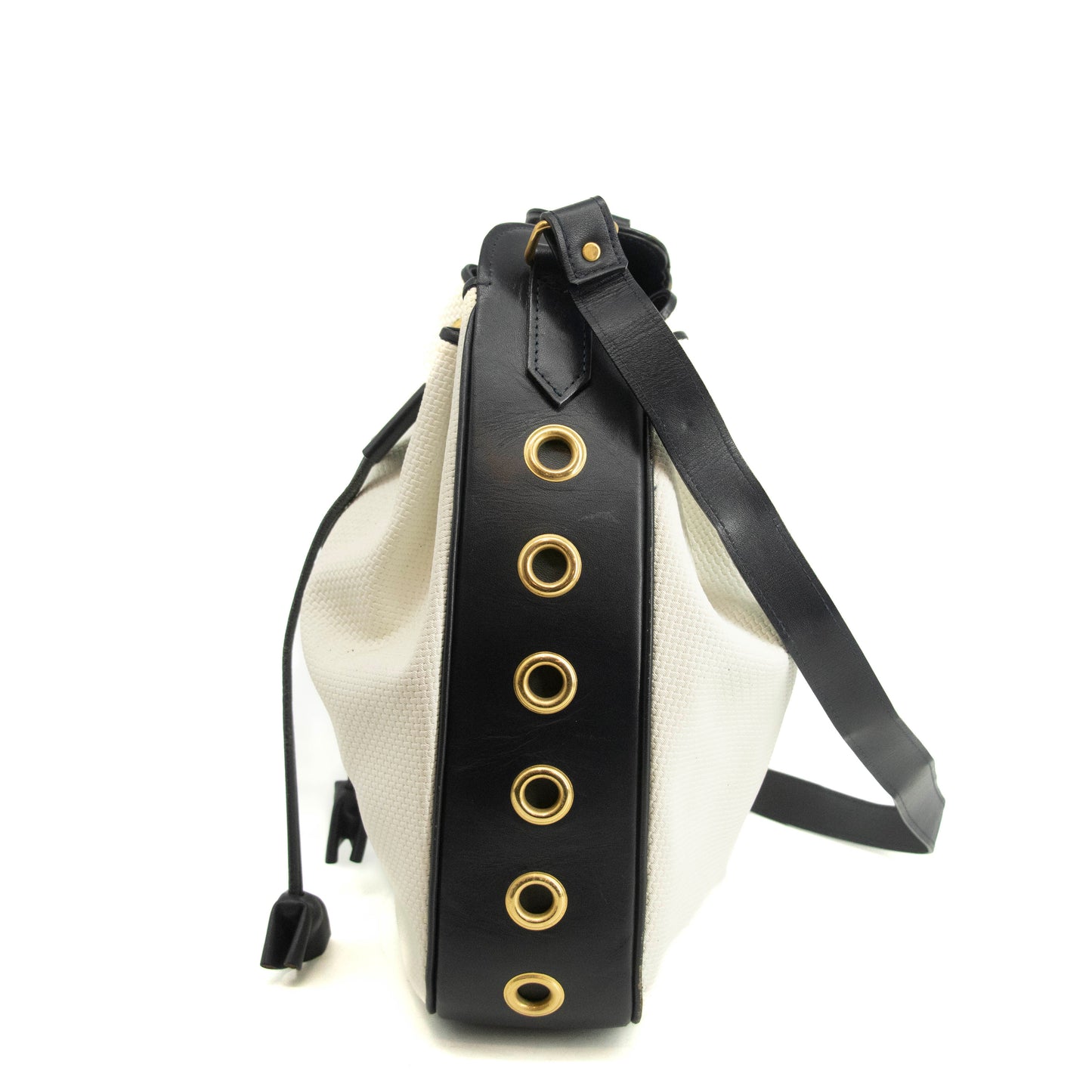 Saint Laurent YSL White Drawstring Bucket Shoulder Bag #3994