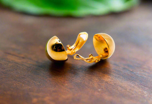 Italian Silver & Gold-Dipped Clip Ball Earrings