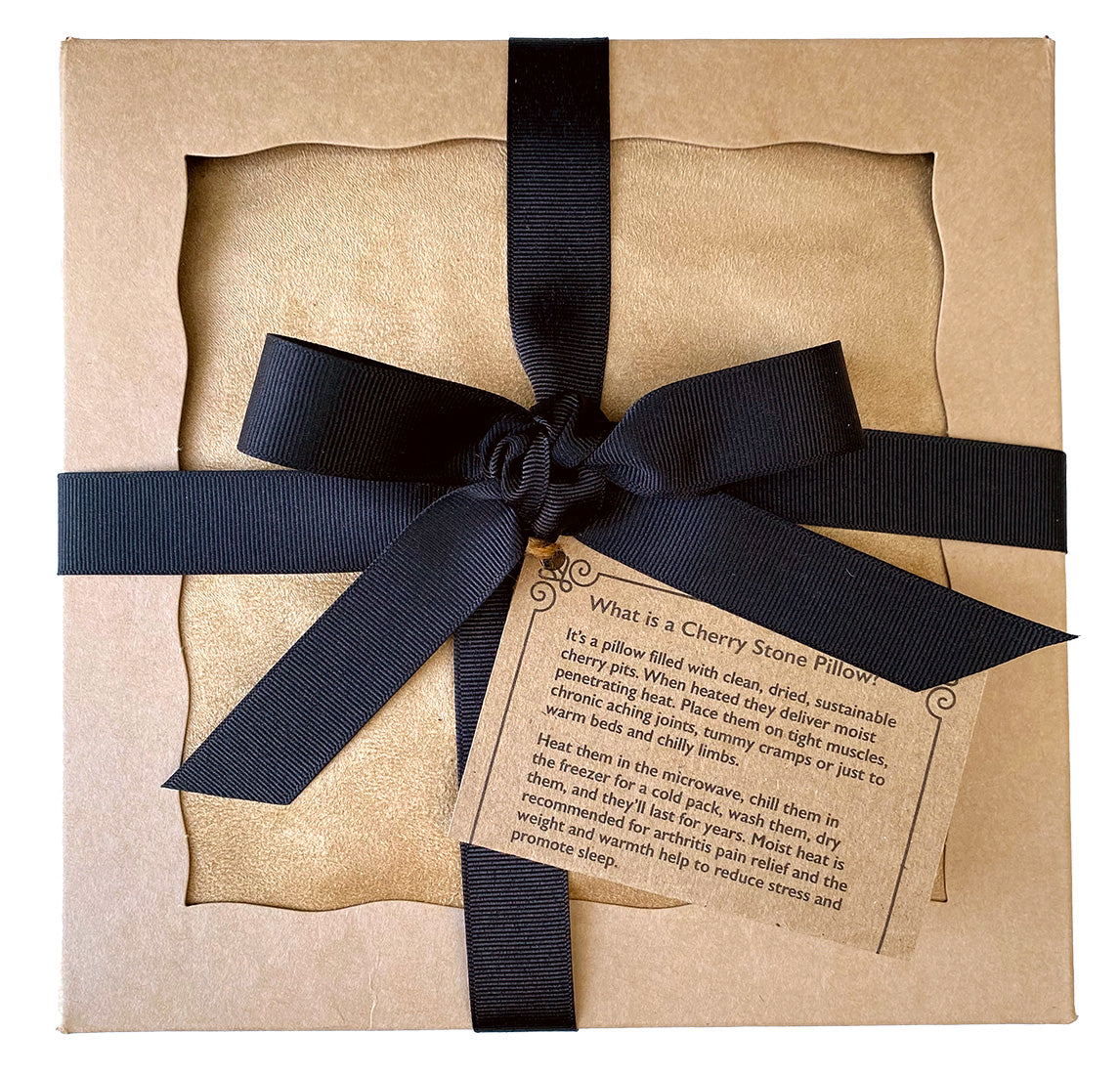 Triple Square Cherry Stone Pillow in Tan Ultra-Suede