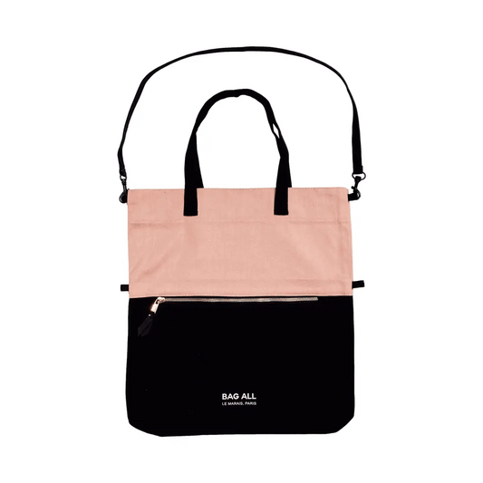 3 Way Tote, Cross body, Hand held, Folded, Pink/Black, New York - Concordia Style Boutique