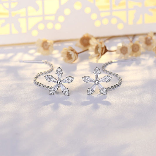 FLOWER THREADER DIAMOND EARRINGS (PAIR) - Concordia Style Boutique