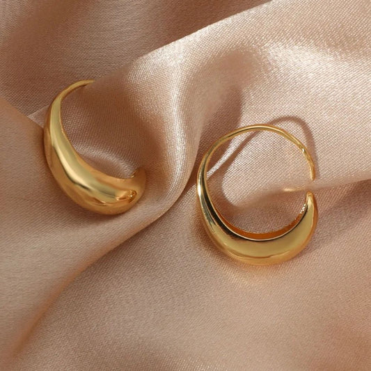 GOLD DROP HOOP EARRINGS (PAIR) - Concordia Style Boutique