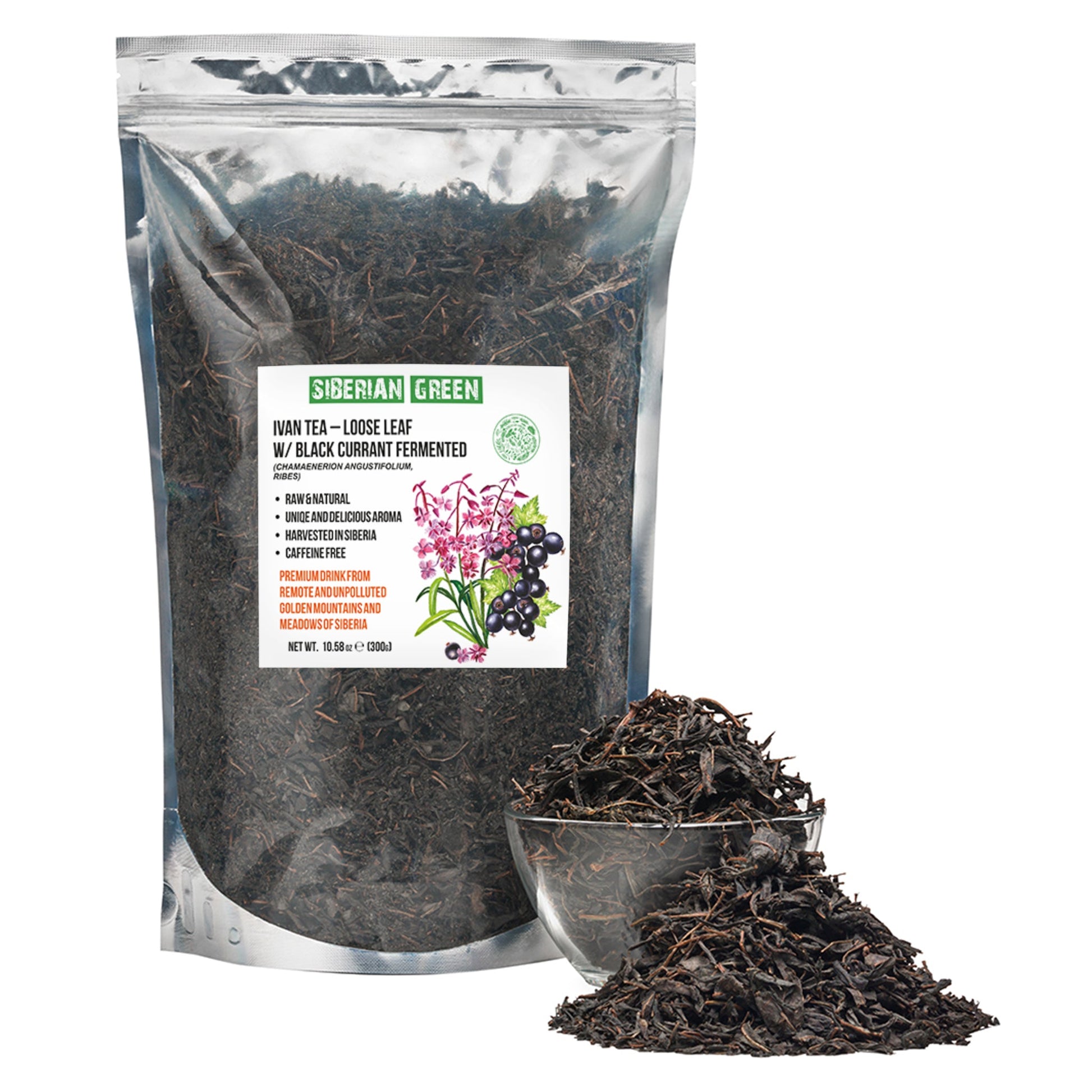 Siberian Green Fermented Ivan Tea with Black Currant Leaves – 300g - Concordia Style Boutique