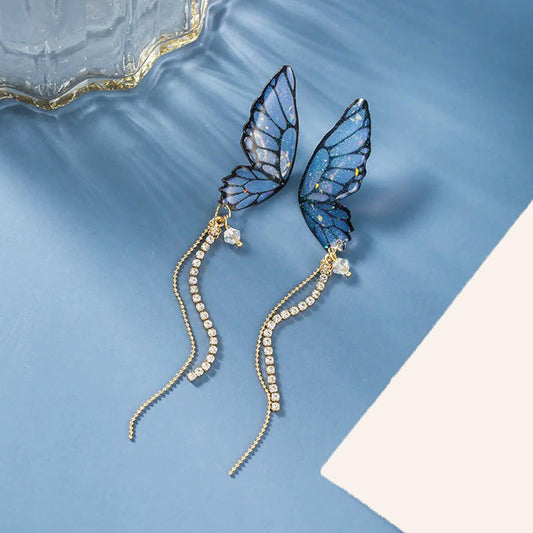 GLITTERY BUTTERFLY DROP EARRINGS (PAIR) - Concordia Style Boutique