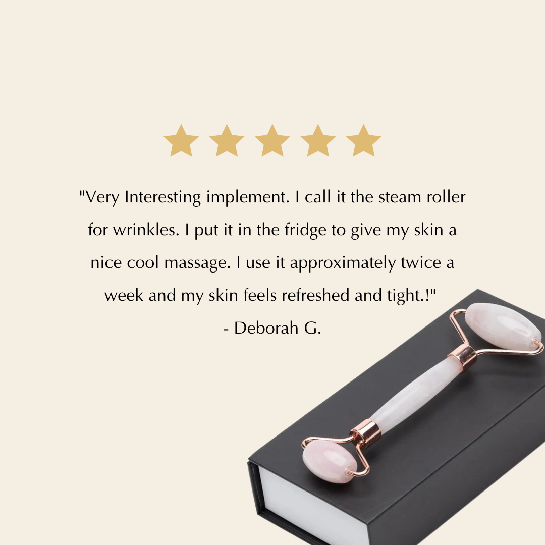 Genuine Rose Quartz Roller - Massage for Skin Tightening and Firming - Concordia Style Boutique