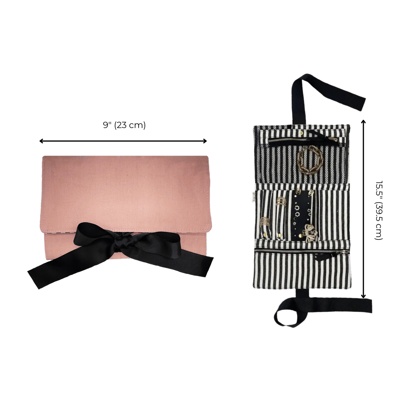 Large Jewelry Roll, Travel Pouch, Pink/Blush - Concordia Style Boutique