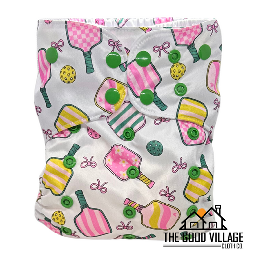 One Size Pocket Diaper | Pink Pickleball - Concordia Style Boutique