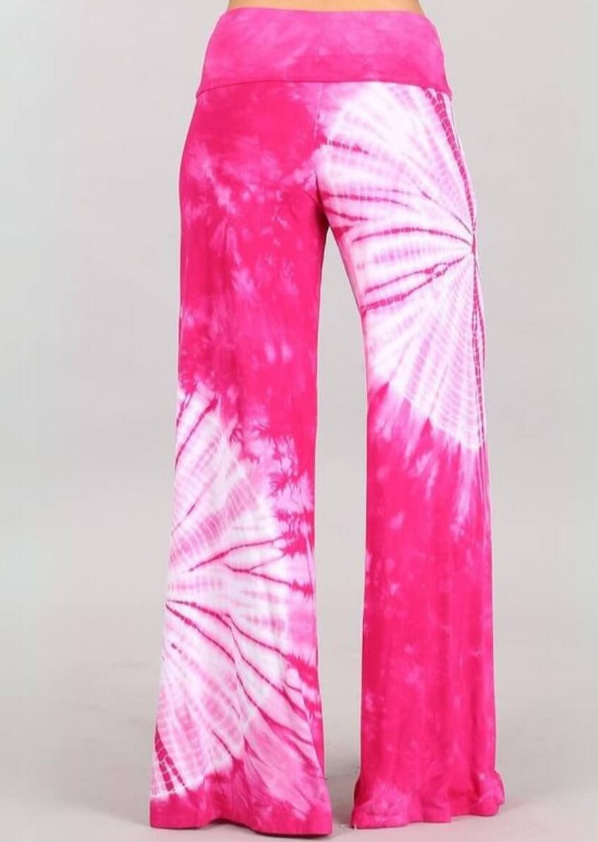 Fashionable in Fuchsia Tie Dye Palazzo Pants Made in USA - Concordia Style Boutique