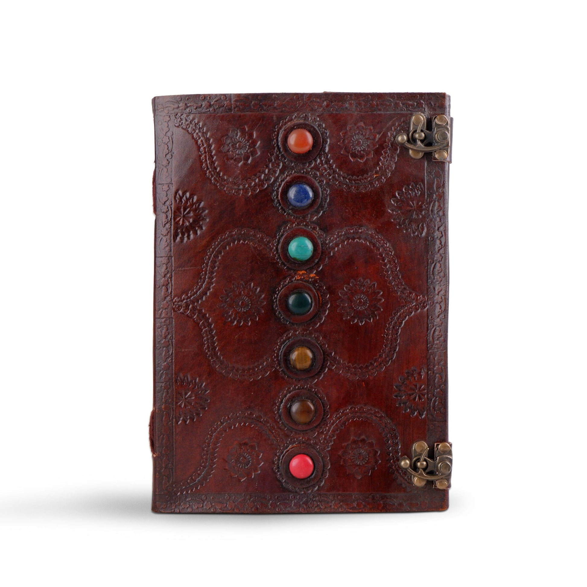 Dark Brown 7 Stones Leather Diary - Concordia Style Boutique