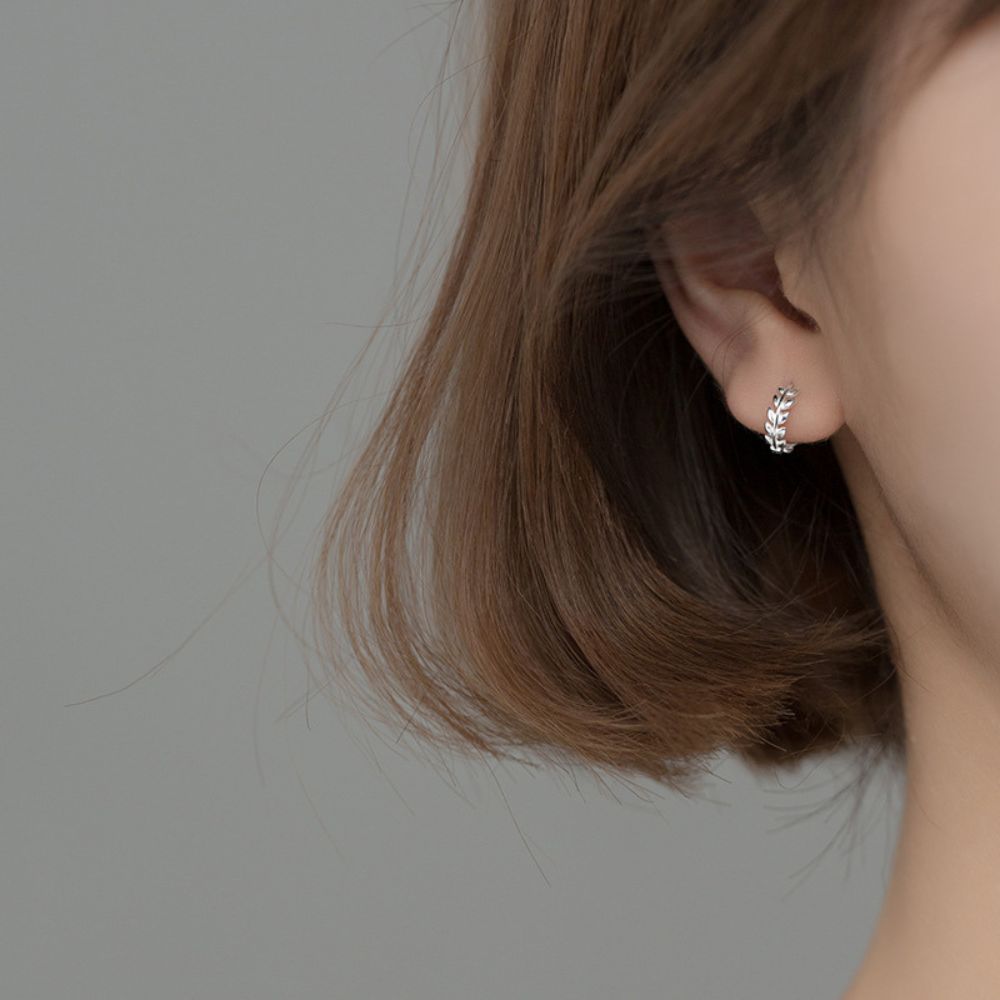 TINY OLIVE LEAVES HOOP EARRINGS (PAIR) - Concordia Style Boutique