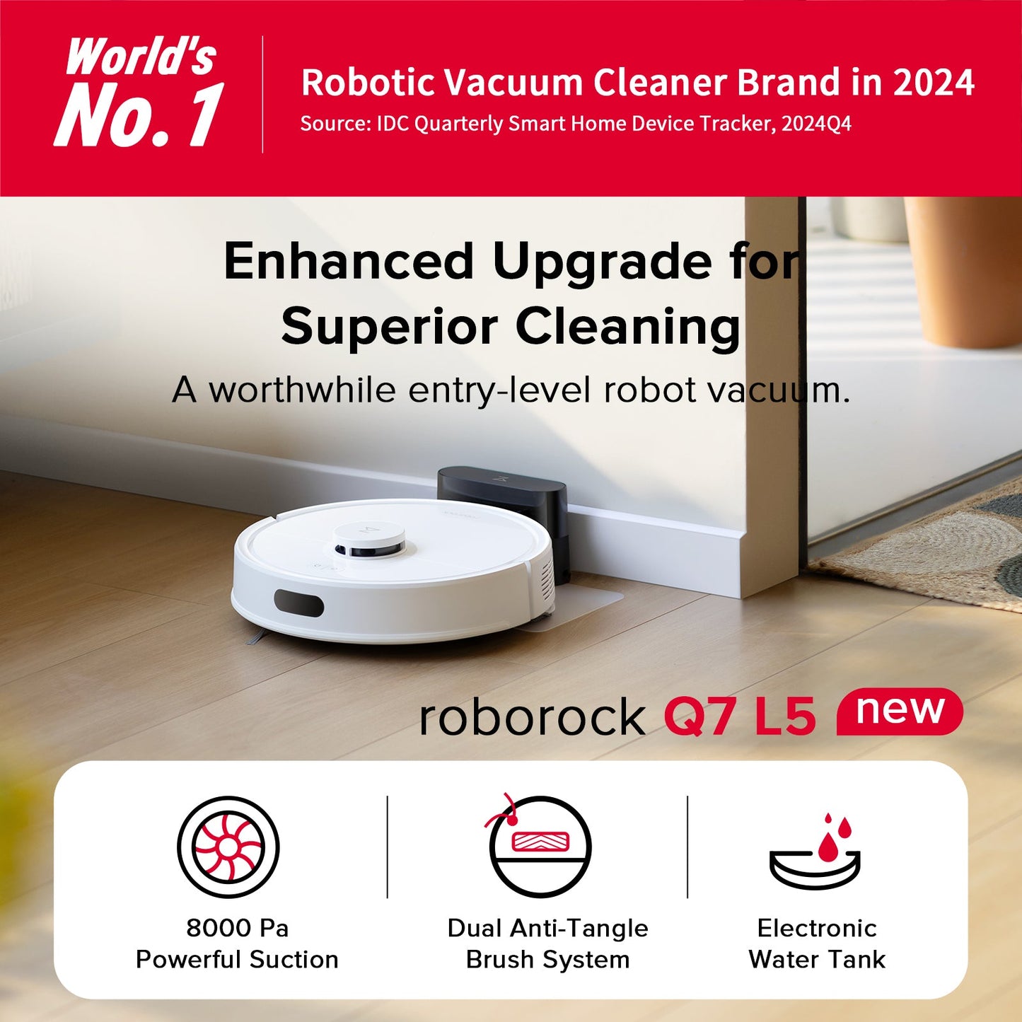 Roborock Q7 L5 Robot Vacuum and Mop with 8,000 Pa Power Suction