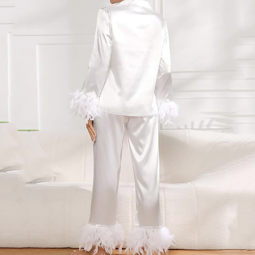 Heavenly Feathered Silk Pajamas in color options - Concordia Style Boutique