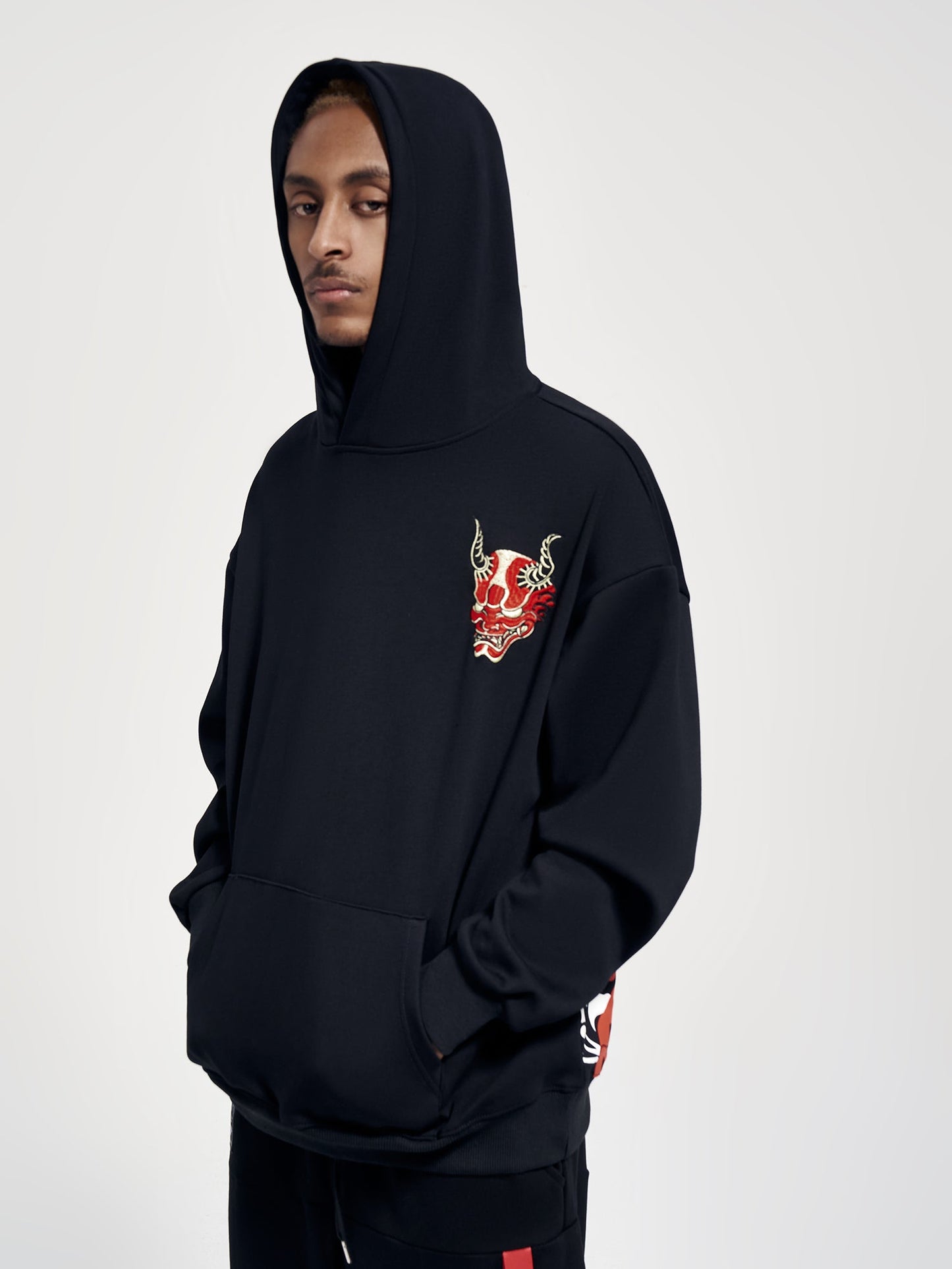 KH9060 Red Demon Embroidery Hoodie - Concordia Style Boutique
