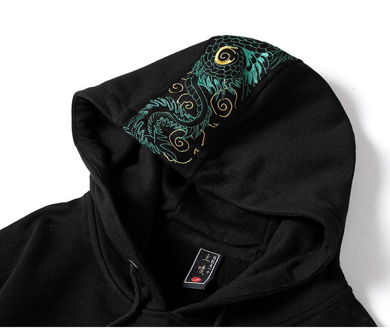 WSY340 Emerald Dragon Embroidery Hoodie - Concordia Style Boutique