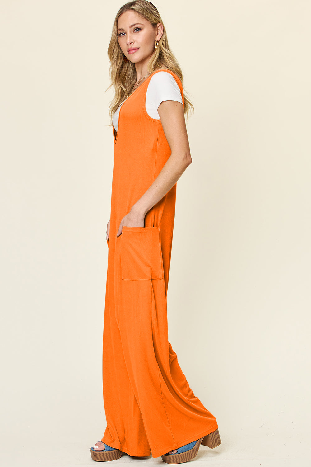 Double Take Full Size Sleeveless Wide Leg Jumpsuit with Pockets - Concordia Style Boutique