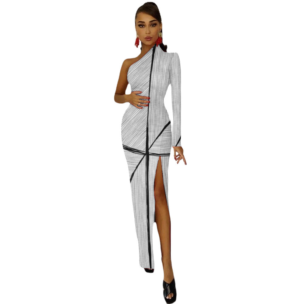 Half Sleeve Slit Dress - "Lines" - Premium Half Sleeve Slit Dress from Concordia Style Boutique - Just $46.68! Shop now at Concordia Style Boutique