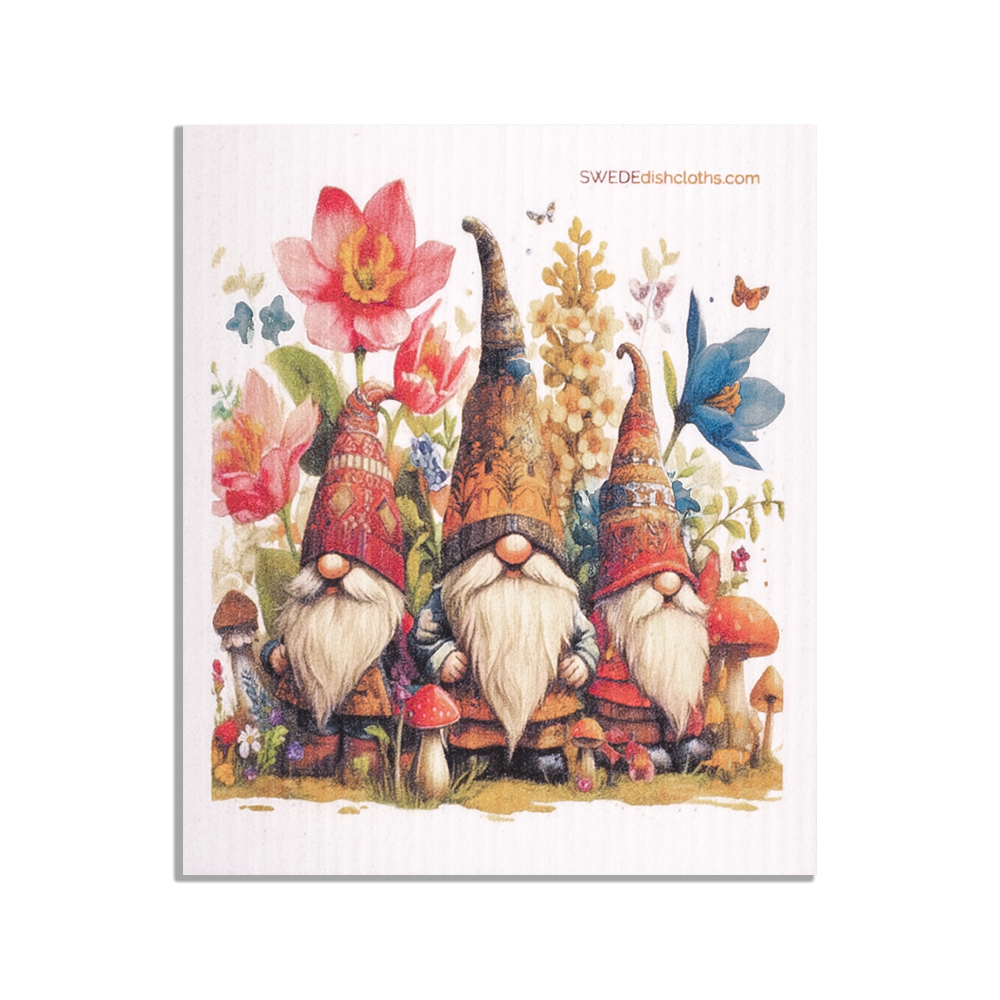 Eco-Friendly Swedish Dishcloths - Mixed Gnomes Set of 3 (Paper Towel Replacements, One of Each Design) - Concordia Style Boutique