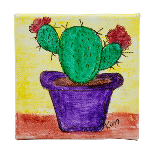 Mini Cactus Canvas Painting | 4 x 4 | The Painted Attic