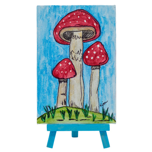 Mushroom Easel | 4 x 6 | Canvas Painting | The Painted Attic