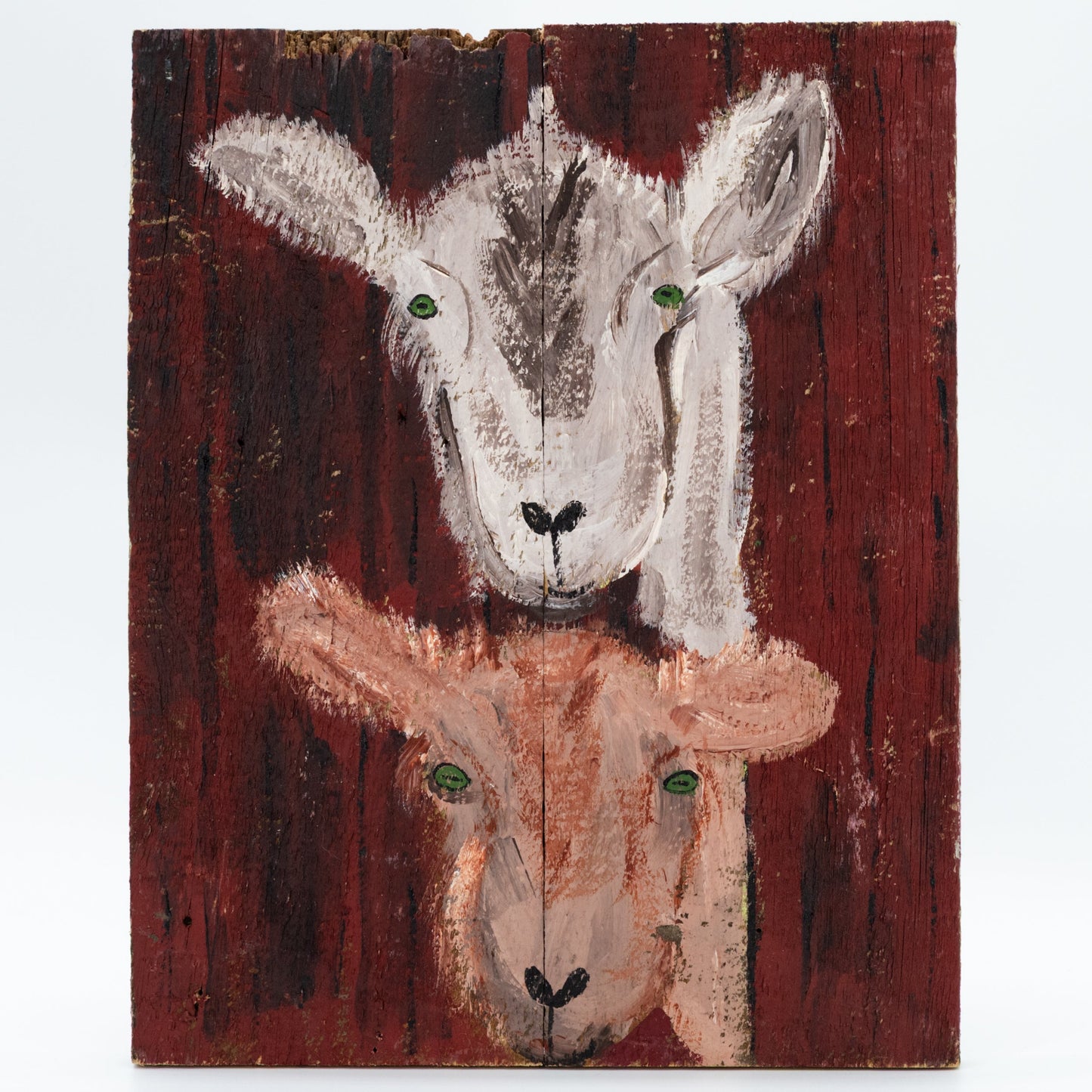 Alice & Abby the Old Goats | 11 X 13.75 | Old Wood Canvas Painting | The Painted Attic