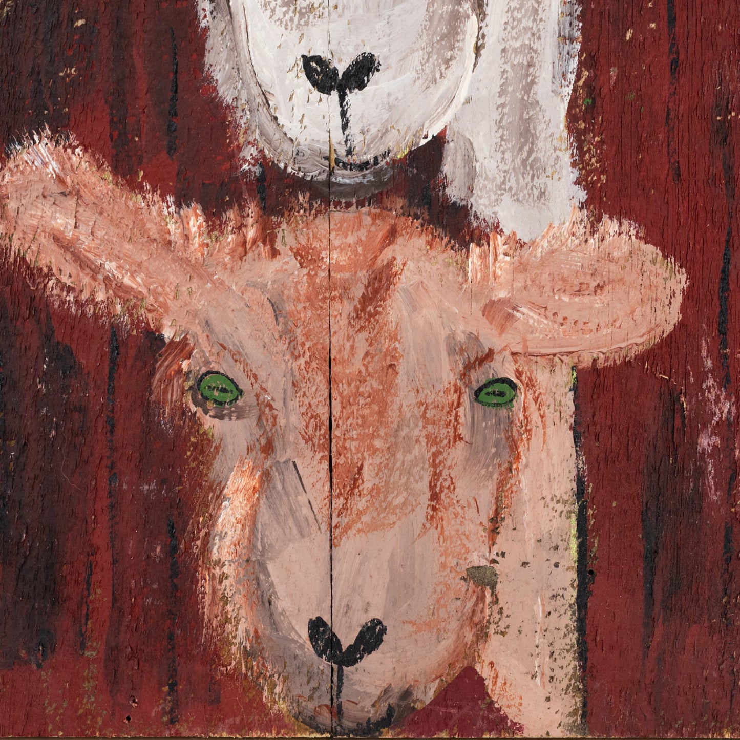 Alice & Abby the Old Goats | 11 X 13.75 | Old Wood Canvas Painting | The Painted Attic