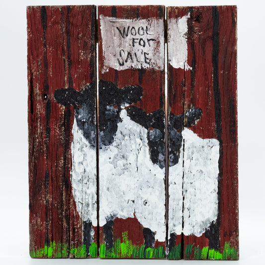 Sally & Samantha the Sheep | 13.25 X 16 | Old Wood Canvas | The Painted Attic