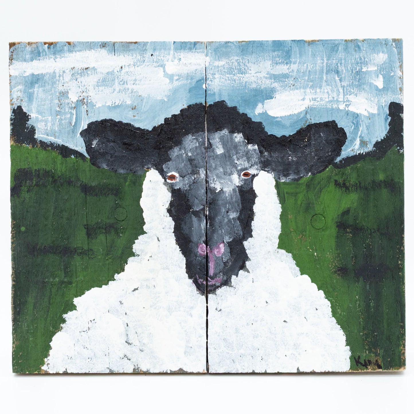 Rand the Sheep | 10.75 X 9 | Old Wood Canvas | The Painted Attic