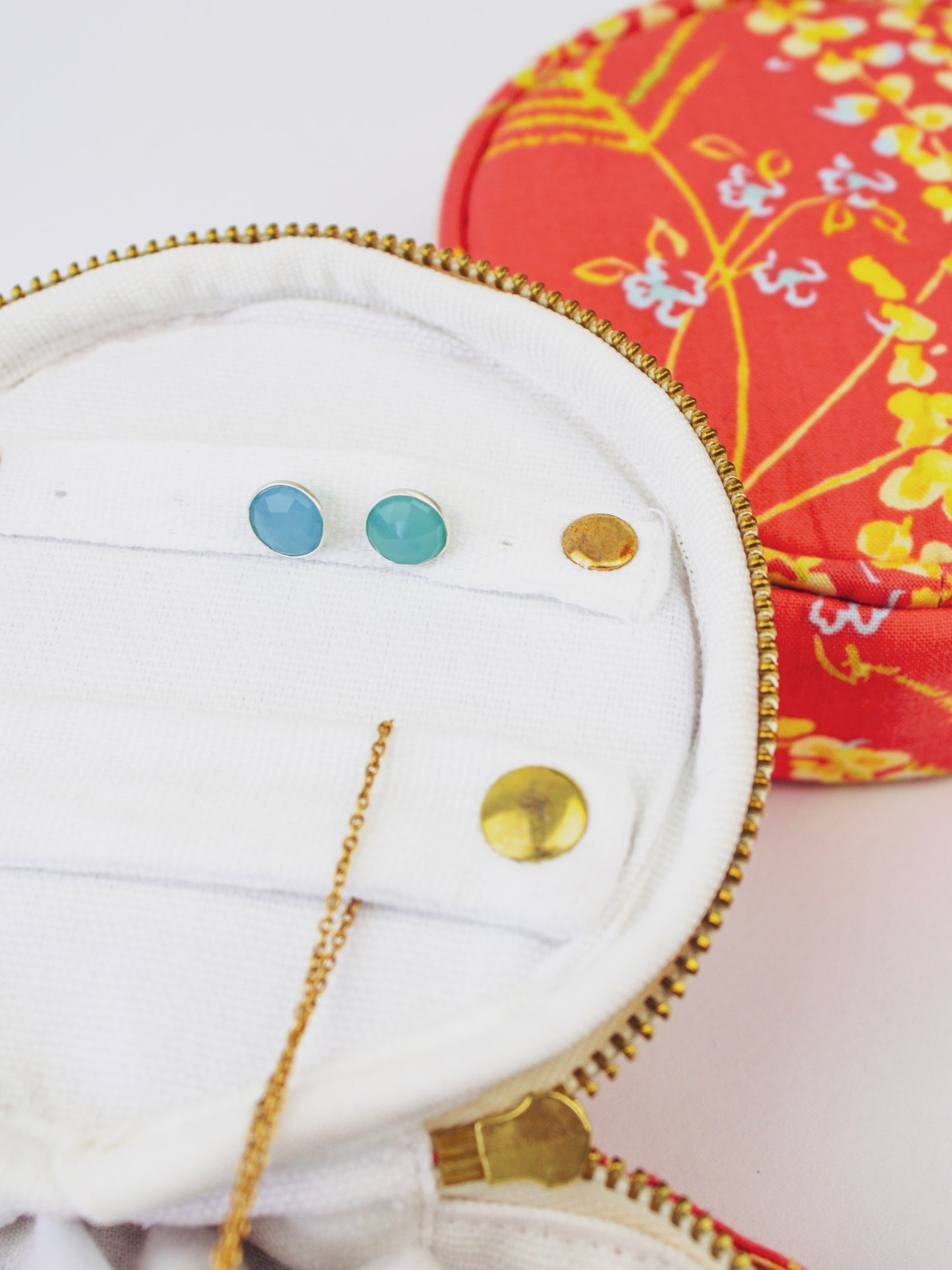 Coral Meadow Flowers Jewelry Pouch