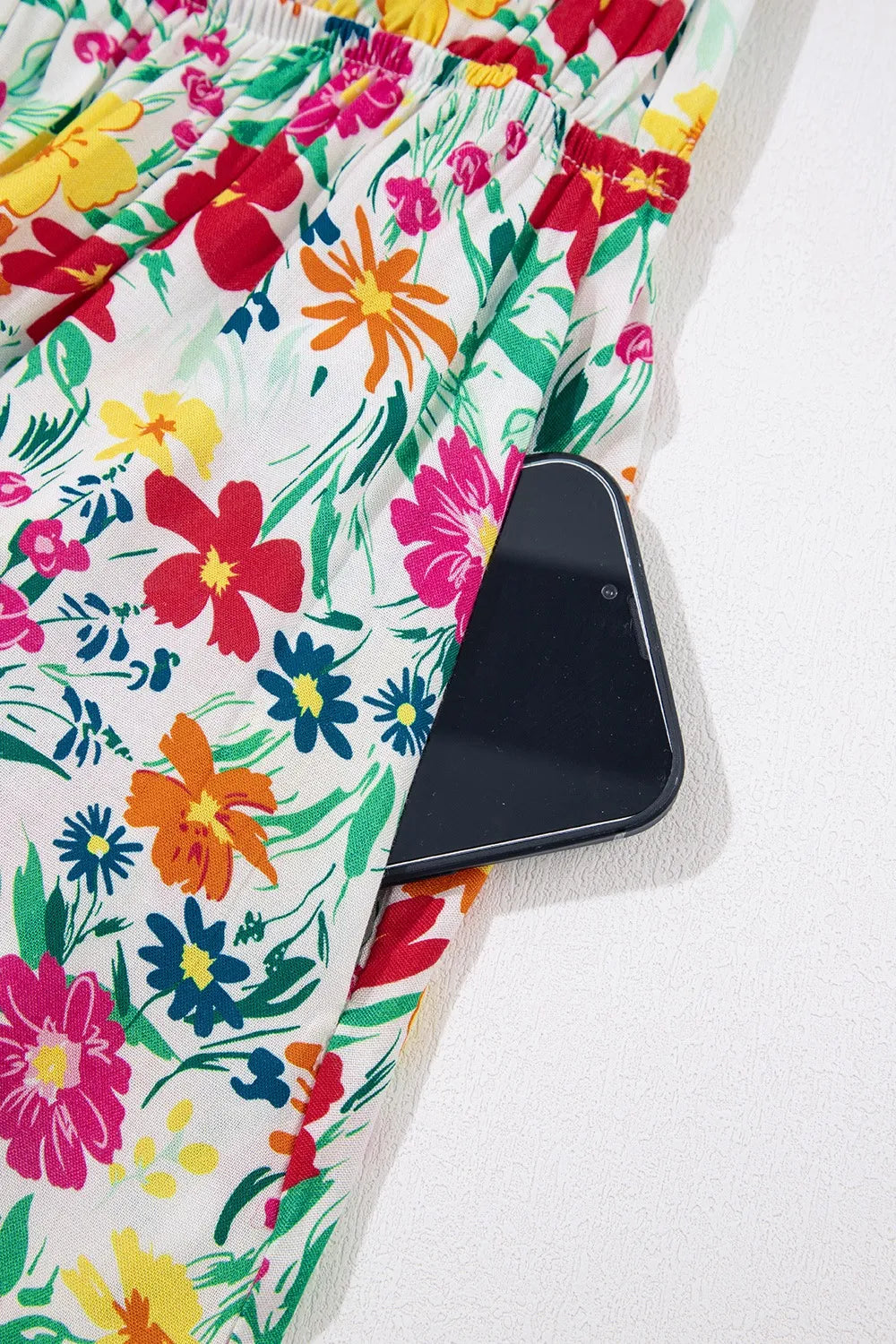 Floral Knotted Straps Cinched Waist Ruffle Hem Mini Dress - Concordia Style Boutique