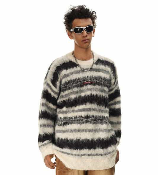 Cream and Black Striped Knit Sweater - Concordia Style Boutique