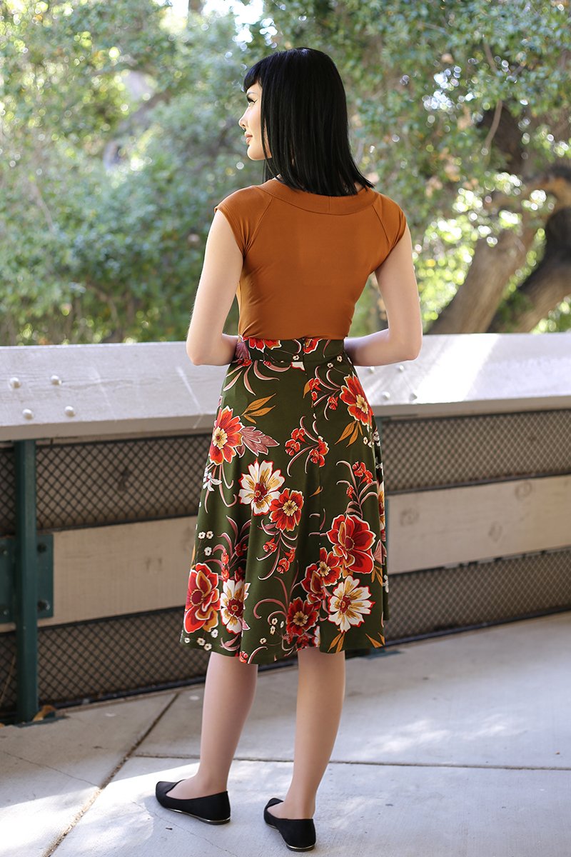 Charlotte Skirt in Green Floral - Concordia Style Boutique