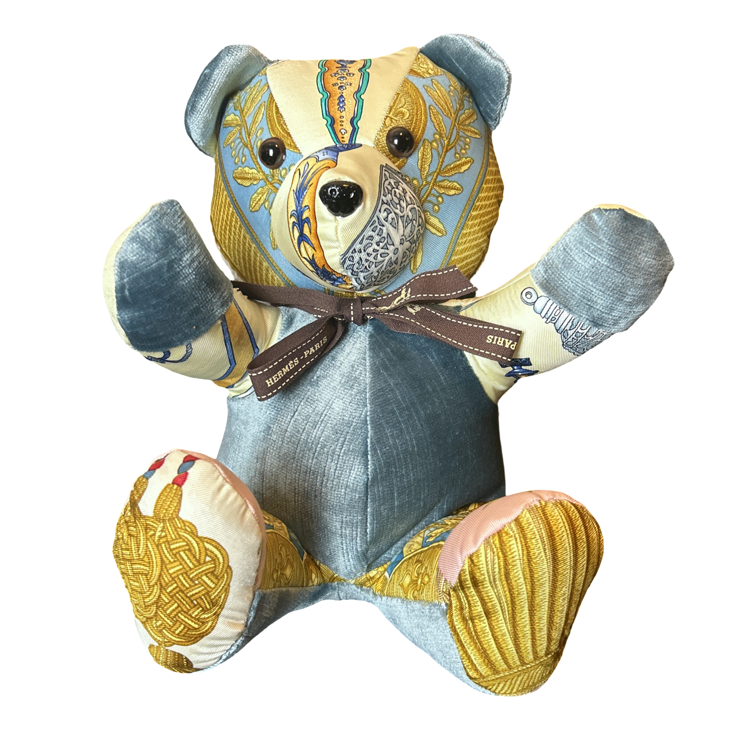 Qu’Importe le Flacon Vintage Silk Scarf Patchwork Teddy Bear