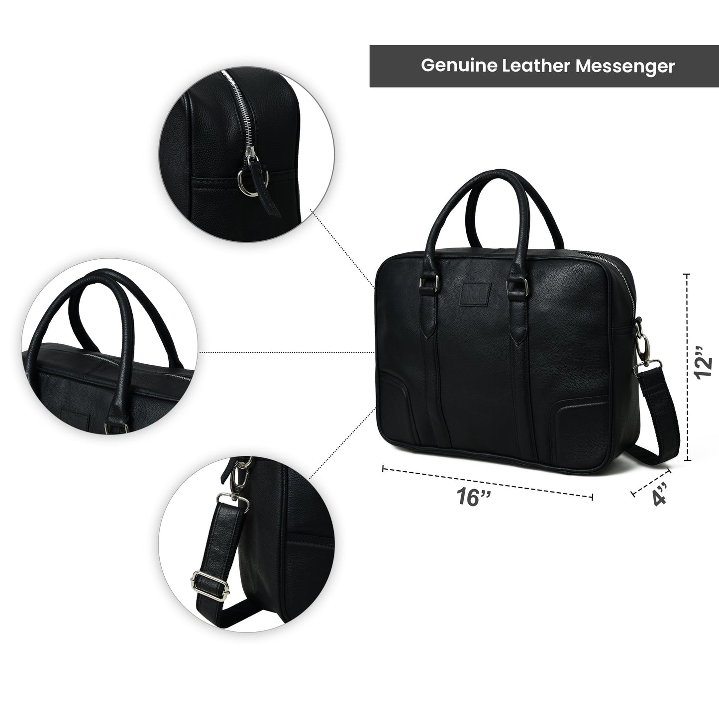 Texas Black Leather Briefcase - Concordia Style Boutique