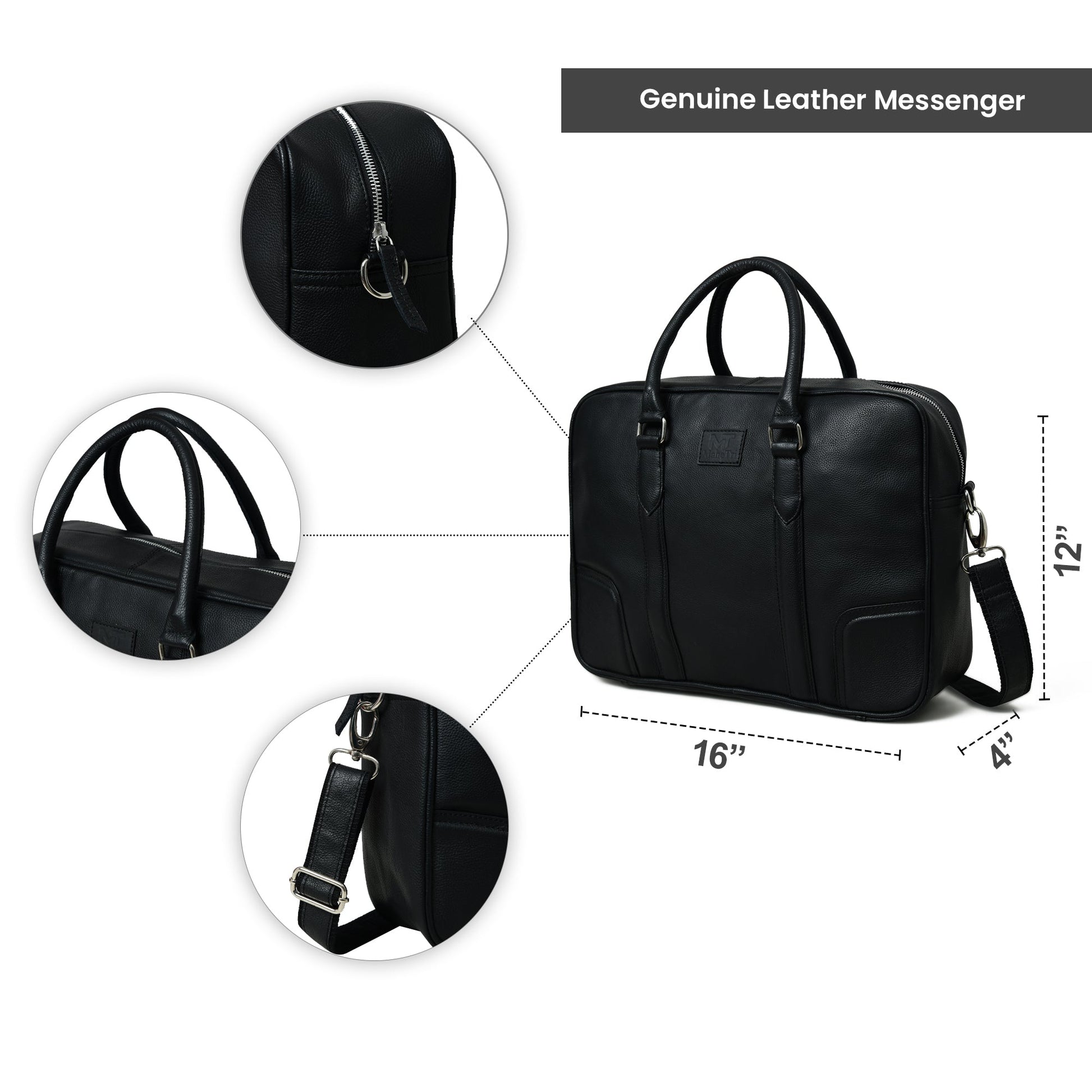 Texas Black Leather Briefcase - Concordia Style Boutique