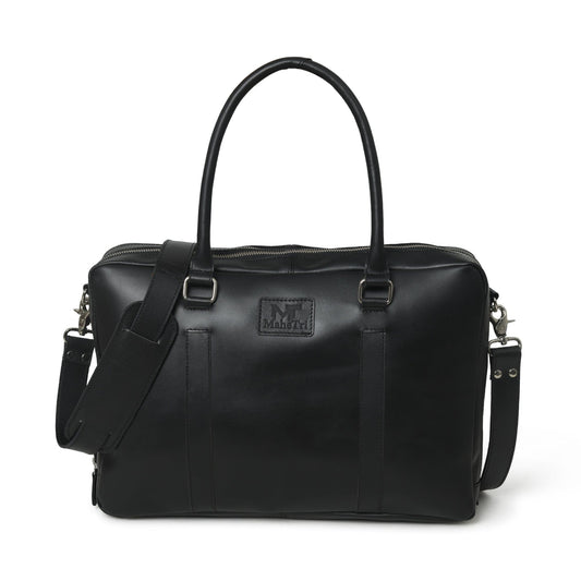 Dixon Black Buffalo Leather Laptop Briefcase - Concordia Style Boutique