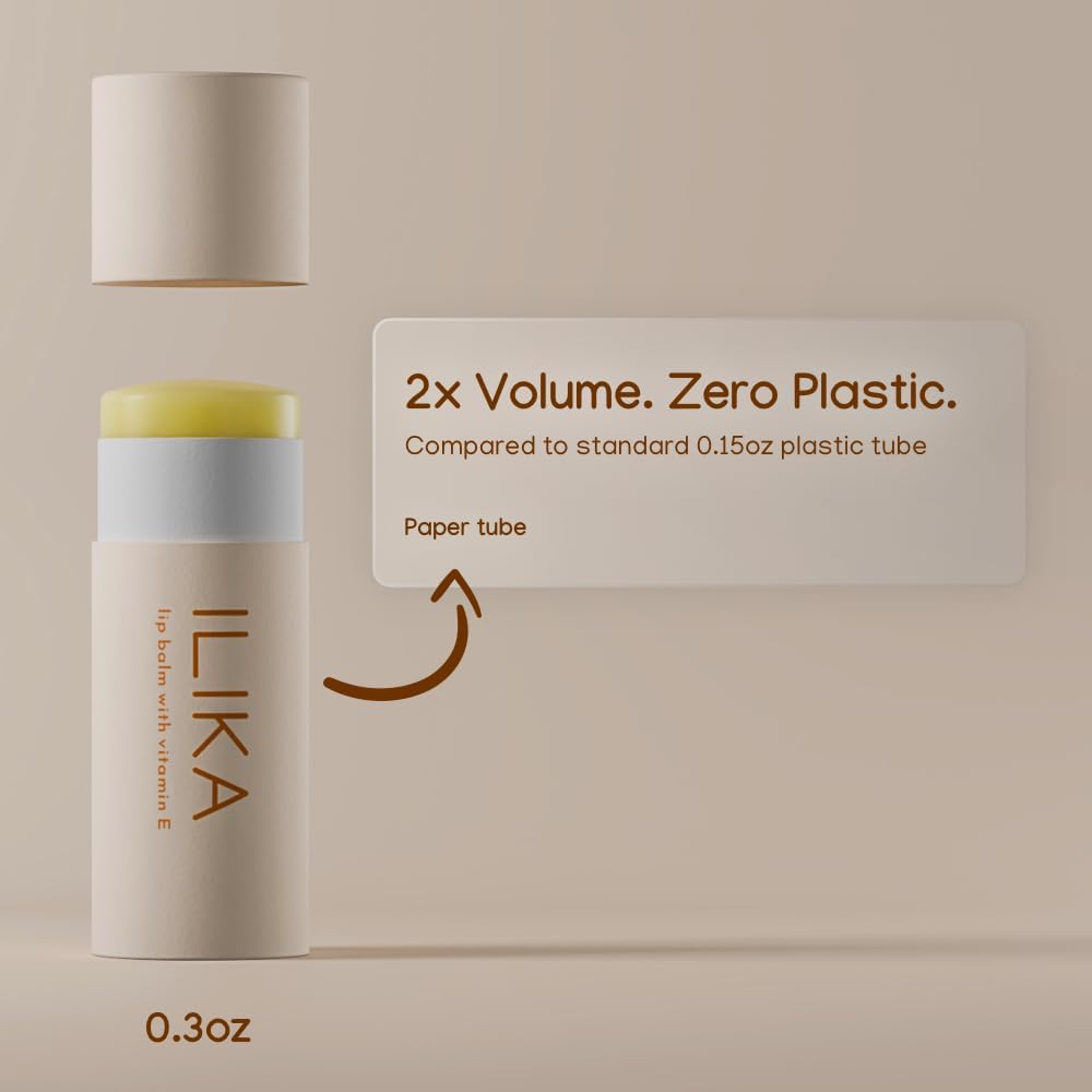 ILIKA Lip balm Organic, Vegan, Plastic-free, 100% Plant-based, 2X Volume, COSMOS Certified Organic, PETA Certified Vegan & Cruelty-Free 2 Pack, Vanilla & Peppermint