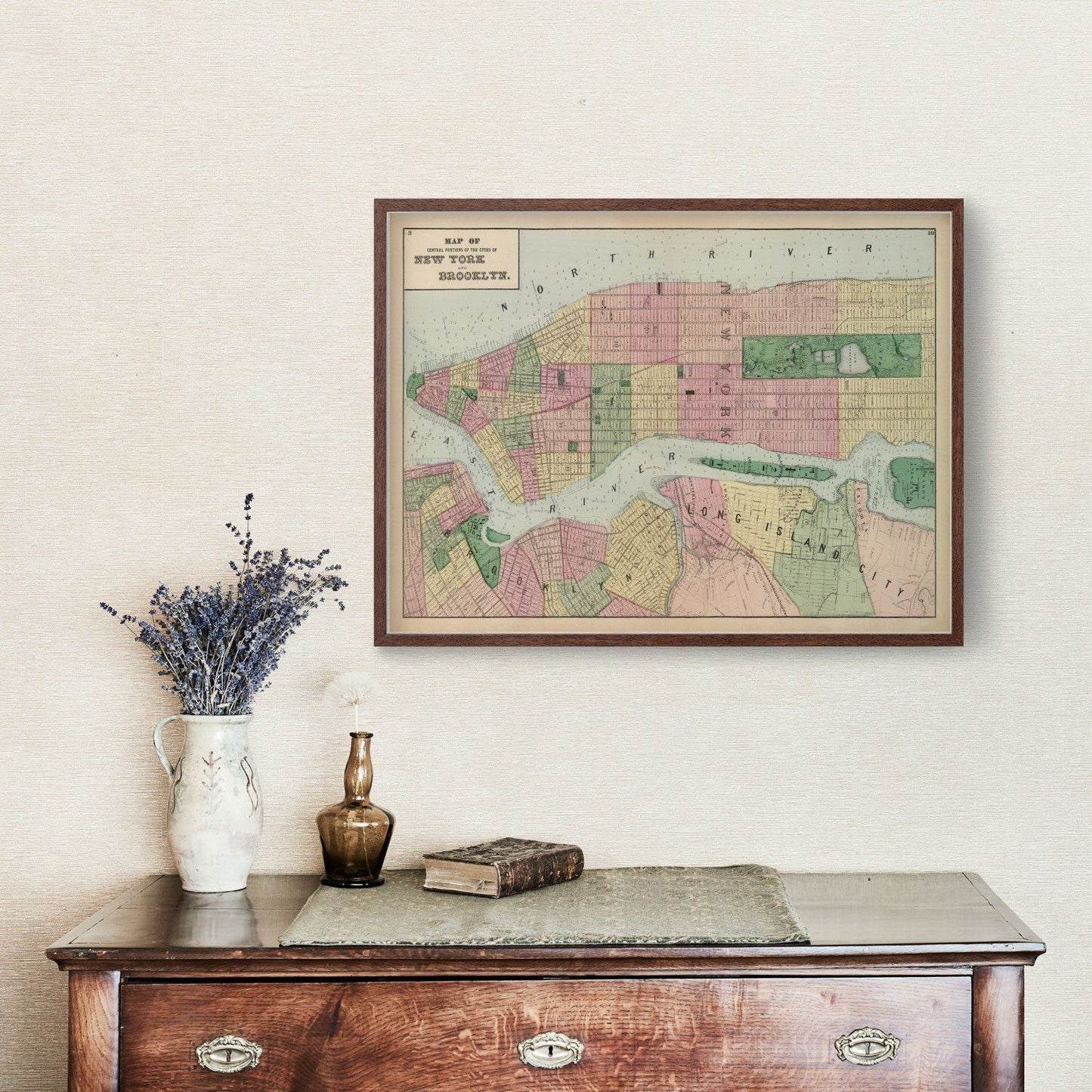 Vintage Map of Brooklyn, New York 1873 - Concordia Style Boutique